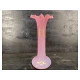 ANTIQUE MOSER CZECH TALL CRANBERRY RUFFLED VASE