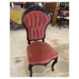 FRUIT AND NUT CARVED TUFTED VICTORIAN CHAIR