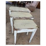 3 PC DISTRESSED PAINTED STACKING TABLE SET