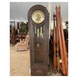 OAK TALL CASE ONION HEAD CLOCK