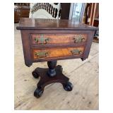 19TH CENTURY WALNUT 2 DRAWER PEDESTAL WORK STAND