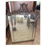 MAHOGANY URN CARVED ETCHED MIRROR