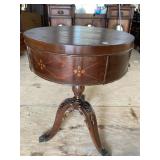 ROUND MAHOGANY INLAID NIGHTSTAND