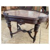 EXCEPTIONAL LARGE WALNUT VICTORIAN FRAMED MARBLE