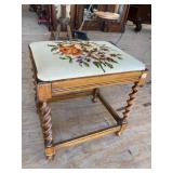 OAK NEEDLEPOINT BARLEY TWIST STOOL