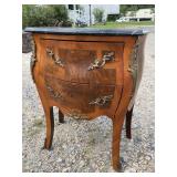 FRENCH INLAID MARBLE TOP COMMODE