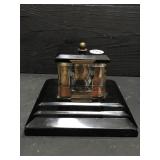 MARBLE AND GLASS EARLY INKWELL