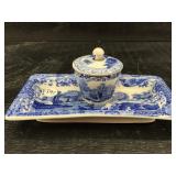 BLUE AND WHITE CANTON INKWELL