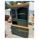 MODERN PAINT DECORATED CHINA CABINET WITH ROLL UP