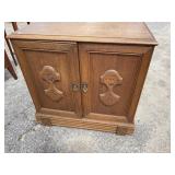 MAHOGANY CARVED 2 DOOR CABINET