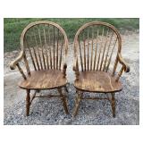 PR OF OAK WINDSOR ARM CHAIRS