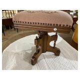 WALNUT NEEDLEPOINT ORGAN STOOL