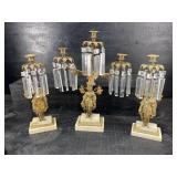 SET OF MARBLE AND BRASS FIGURAL GIRANDOLES