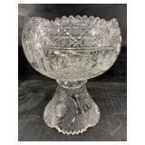 LARGE CUT GLASS BOWL AND STAND