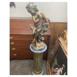 CHALK CHILD BUST ON PEDESTAL