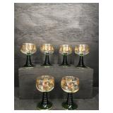 6 GOLD DECORATED GERMAN GLASSES