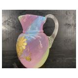 RARE VICTORIAN RAINBOW COLOR SWIRL WATER PITCHER.