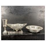 LOT OF 4 STERLING SILVER BOWLS TONGS