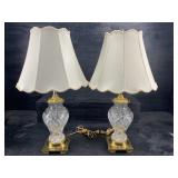PAIR OF CUT GLASS CRYSTAL LAMPS WITH SHADE