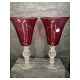 PR OF CRANBERRY TALL VASES