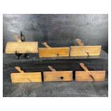 LOT OF 6 ANTIQUE SIGNED WOOD PLANES. IN GOOD