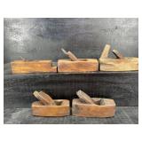 LOT OF 5 ANTIQUE WOOD PLANES. APPEAR TO BE IN