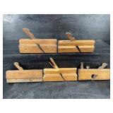 LOT OF 5 ANTIQUE SIGNED WOOD PLANES