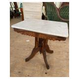 WALNUT EASTLAKE VICTORIAN MARBLE TOP CENTER TABLE