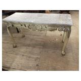 MARBLE TOP CARVED CONSOLE TABLE