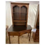 MIDCENTURY CARVED CORNER DESK WITH HUTCH TOP BY