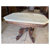 WALNUT VICTORIAN MARBLE TOP COFFEE TABLE