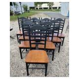 SET OF 10 BLACK LADDER BACK CHAIRS