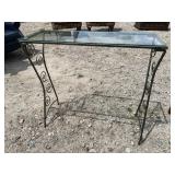 IRON AND GLASS CONSOLE TABLE