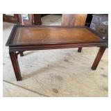 LEATHER TOP MAHOGANY COFFEE TABLE