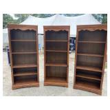 SET OF 3 PINE OPEN BOOK SHELFS