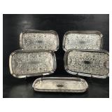 LOT OF 5 ONEIDA FOOTED GALLERY TRAYS