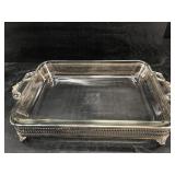 FITTED SILVER PLATE SERVING DISH