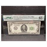 PMG GRADED 65 GEM UNCIRCULATED 1934 $100 NOTE