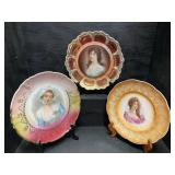 3 BAVARIA LADY PORTRAIT PLATES