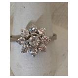 14K VINTAGE 1 CARAT DIAMOND FLOWER RING