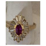 14K 1 CARAT NATURAL RUBY AND DIAMOND RING