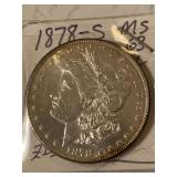 1878 S UNCIRCULATED SILVER MORGAN DOLLAR