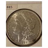 1885 P AU SILVER MORGAN DOLLAR