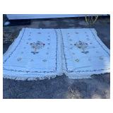 PR OF HAND EMBROIDERED TWIN SPREADS