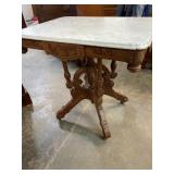 LARGE WALNUT VICTORIAN MARBLE TOP TABLE