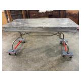 MODERN STEEL AND MARBLE TOP DINING TABLE