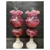 OLDER CRANBERRY SNOWFLAKE OIL LAMPS 2