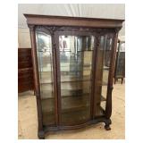 EXTRA LARGE OAK CARVED SQUARE GLASS CHINA CLOSET