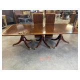 TRIPLE PEDESTAL BANDED MAHOGANY BANQUET TABLE