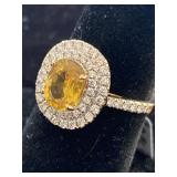18K  GOLD CUSTOM YELLOW SAPPHIRE AND DIAMOND RING